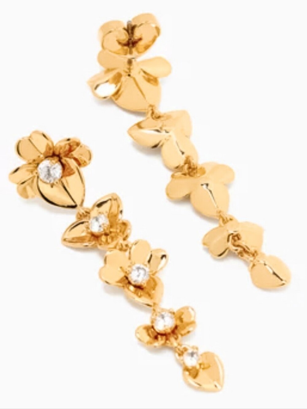 New Kate Spade New York Gold-Tone Precious Pansy / Plumeria Linear Drop Earrings